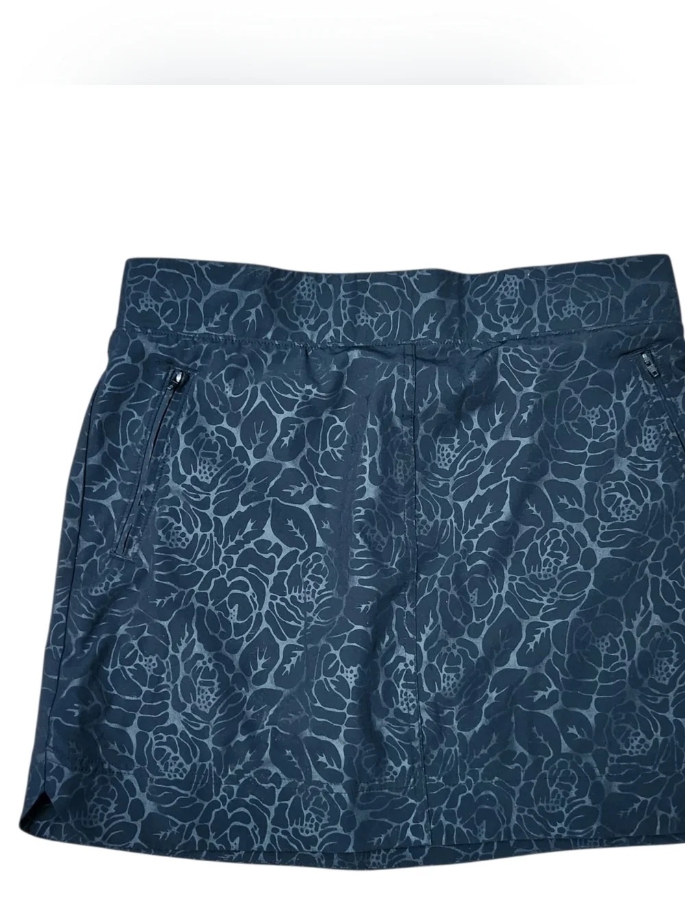 Orvis Mini Skirt Skort Black Floral Womens Med Short Tennis Golf Stretch Waist